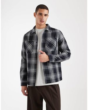 Threadbare Chaqueta A Cuadros Y Blancos Estilo Camisa Con Bolsillo Delantero De - Gris