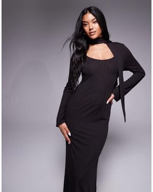 ASOS Low Scoop Neck Scarf Maxi Dress - Black