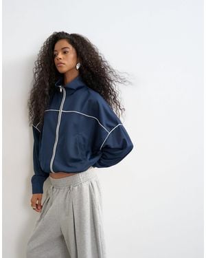 TOPSHOP Sportjacke mit hohem kragen und paspelierung - Blau