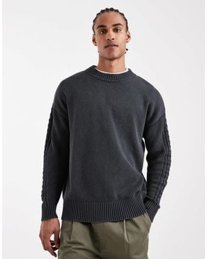 Collusion Knitted Crew Neck Sweater - Blue