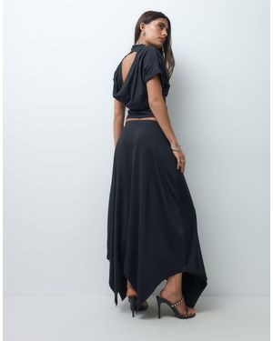 ASOS Co-Ords Gonna Drappeggiata A Strati Con Orlo A Punta Nera - Blu
