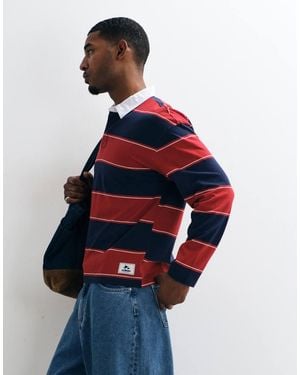 Hollister Oversized Long Sleeve Rugby Polo - Red