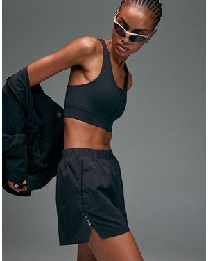 4505 Premium Woven High Waist 3 Inch Running Short With Jersey Liner And Phone Pocket - Black