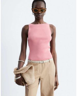 & Other Stories Compact Knitted Boat Neck Top - Pink