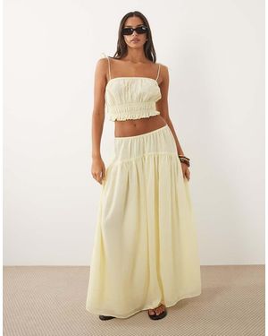 ASOS Shirred Co-ord Volume Maxi Skirt - Natural