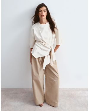 ARRANGE T-shirt avec liens noués à la taille - taupe - Neutre