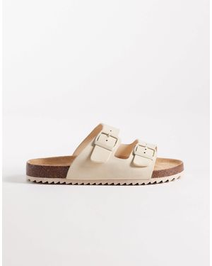 SEQWL Wide Fit Seqwl Olsen Wide Fit Double Buckle Flat Sandals - White