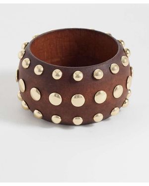 Mango Houten Armband Met Studs - Bruin