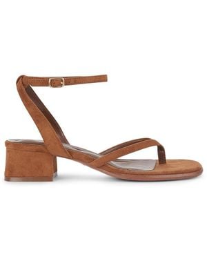 SEQWL Strappy Block Heel Sandals Open Toe With Ankle Strap - Brown