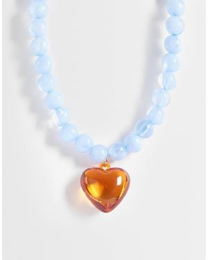 Accessorize Orb Heart Necklace - White