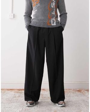 Weekday Oversized Tailored Trousers With Elasticated Waistband - Black