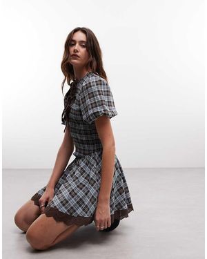 Daisy Street Jurk Met Smok En Verlaagde Taille, Mini, Met Fluwelen Strikken - Wit