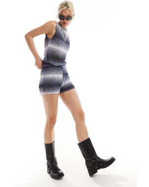 Collusion Ombre Knitted Shorts Co-Ord - Blue