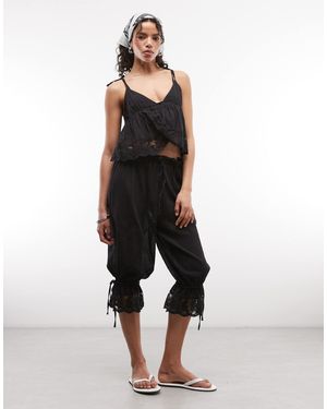 Collusion Lace Trim Oversized Beach Bloomer Co-ord - Black