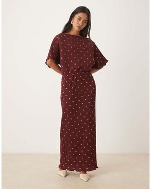 Never Fully Dressed Tilly Metallic Plisse Off The Shoulder Maxi Dress - Red