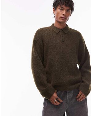 TOPMAN Oversized Fit Knitted Polo - Multicolour