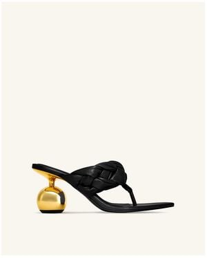 JW PEI Ellie Braided Orb Heel Thong Mule Heels - Natural