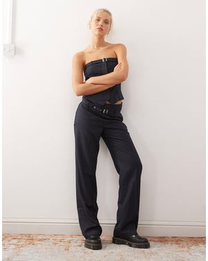 Collusion Pinstirpe Straight Leg Trouser - Gray