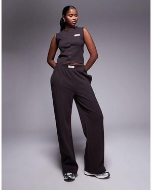 Kaiia Label Logo Waistband Detail Wide Leg joggers Co-ord - Blue