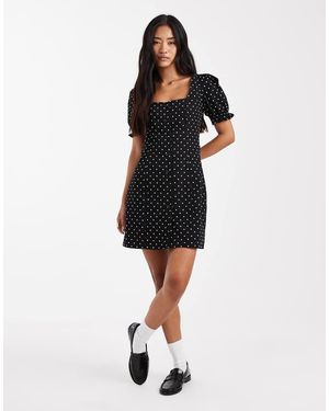 Miss Selfridge Puff Sleeve Mini Dress - Black