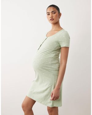 Mama.licious Mamalicious Maternity Star Print Nightdress With Nursing Function - Green