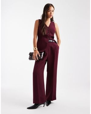 Nobody's Child Jax Tailo Wide Leg Pants Co-ord - Red