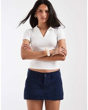 Hollister Low Rise Twill Mini Skirt - Blue