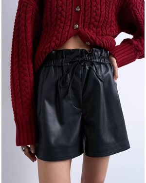 TOPSHOP Faux Leather Paper Bag Short - Red