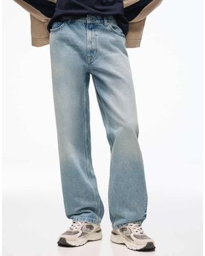Bershka Wide Straight Jeans - Blue