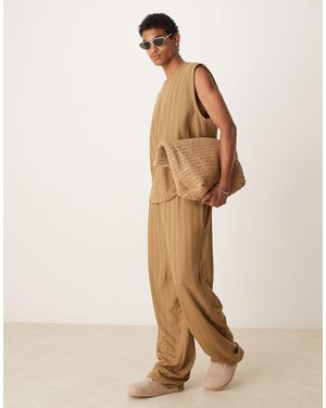 ASOS – jogginghose aus em jacquard mit streifen, kombiteil - Natur