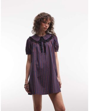 Reclaimed Vintage Smock Dress With Peter Pan Collar - Purple
