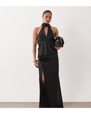 Miss Selfridge Satin Maxi Skirt Co-ord - Black
