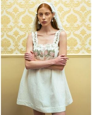 Muse Assembly – mary – besticktes mini-hängerkleid - Natur