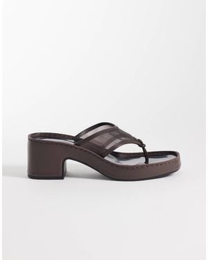 Calvin Klein Jeans Leather Block Heel Mesh Sandals - Multicolor