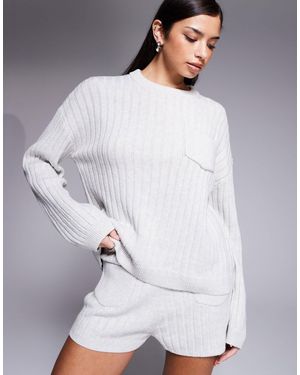 The Frolic – exclusive – gerippter strickpullover mit hohem baumwollanteil - Grau