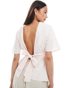 ASOS Tie Waist Open Back Sleeveless Blouse - White