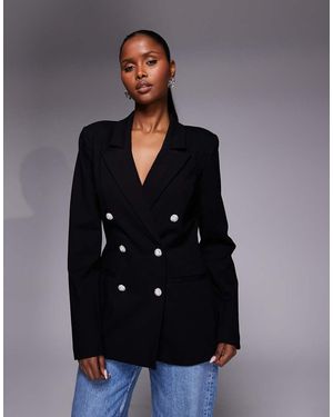 GOOD AMERICAN Americana Negra Con Doble Botonadura De Punto Roma De X Asos - Gris