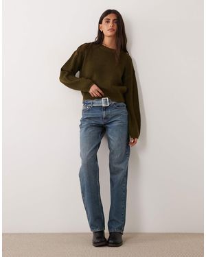 New Look Pull à surpiqûres kaki - Marron