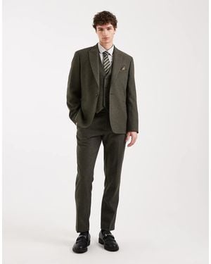 ASOS Wool Mix Slim Suit Trousers - Green