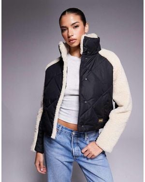 Barbour Oversized Quilted Jacket With Fleece Sleeves - Blue