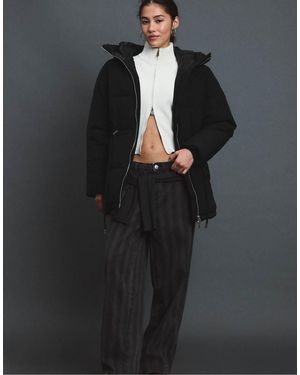 Stradivarius Mid-Length Padded Coat - Black