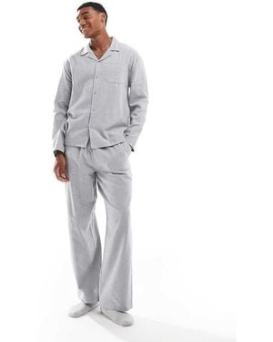 ASOS Brushed Flannel Pyjama Set - Grey