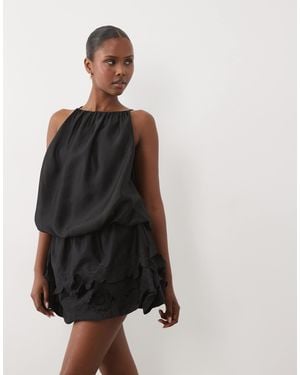 ASOS Neckholder-minikleid mit applikationsblumen-saum - Schwarz