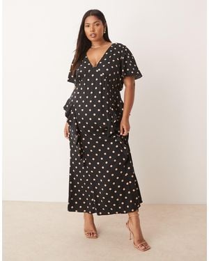 Nobody's Child Lyndsey Ruffle Detail Midi Dress - Black
