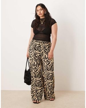 Vila Curve Zebra Print Wide Leg Pants - Multicolor