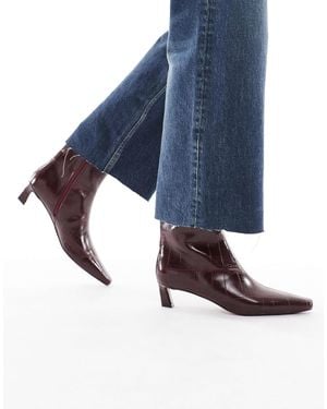 schuh Bexley Pointed Toe Kitten Heel Ankle Boots - Blue