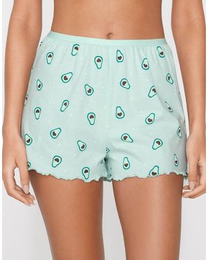 Tezenis Printed Cotton Shorts With Rolled Hem - Blue