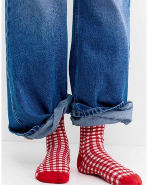 Pull&Bear Calzini Rossi A Quadretti - Blu