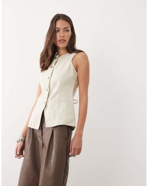 Threadbare Gilet Di Jeans Girocollo Color Écru - Neutro