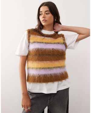 Reclaimed Vintage Fluffy Knitted Tank - Brown